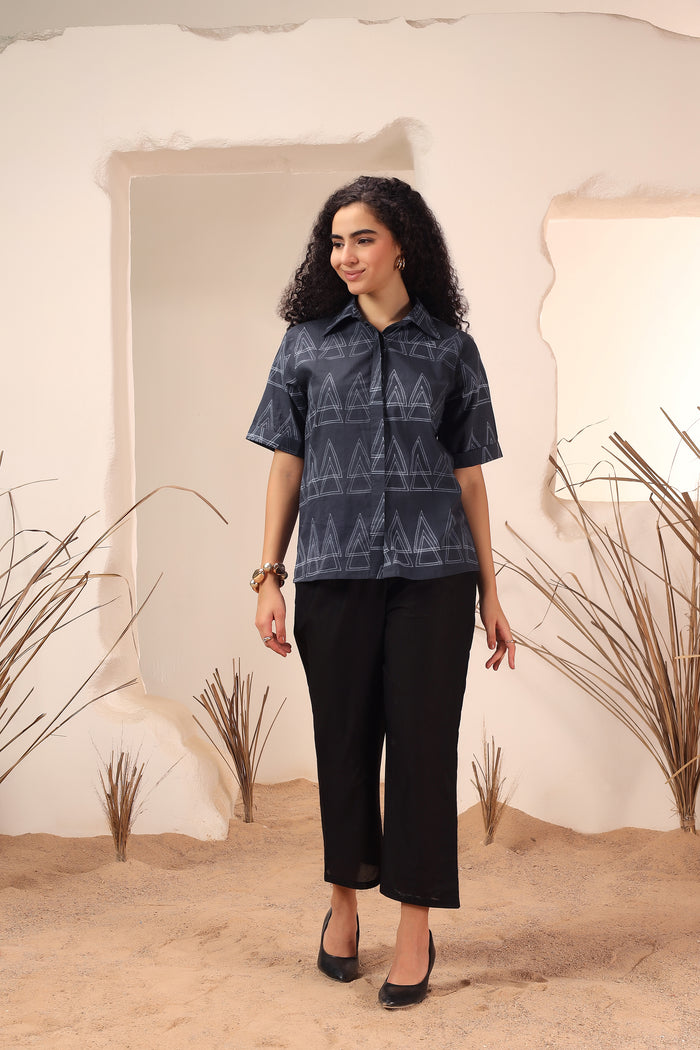 Kala Khatta Black Shibori Cotton Shirt