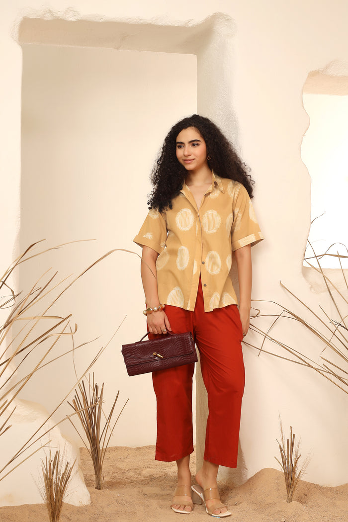 Aamras Yellow Shibori Cotton Shirt