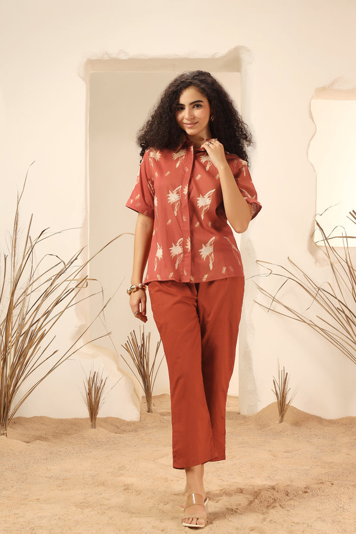 Kokum Red Shibori Cotton Shirt