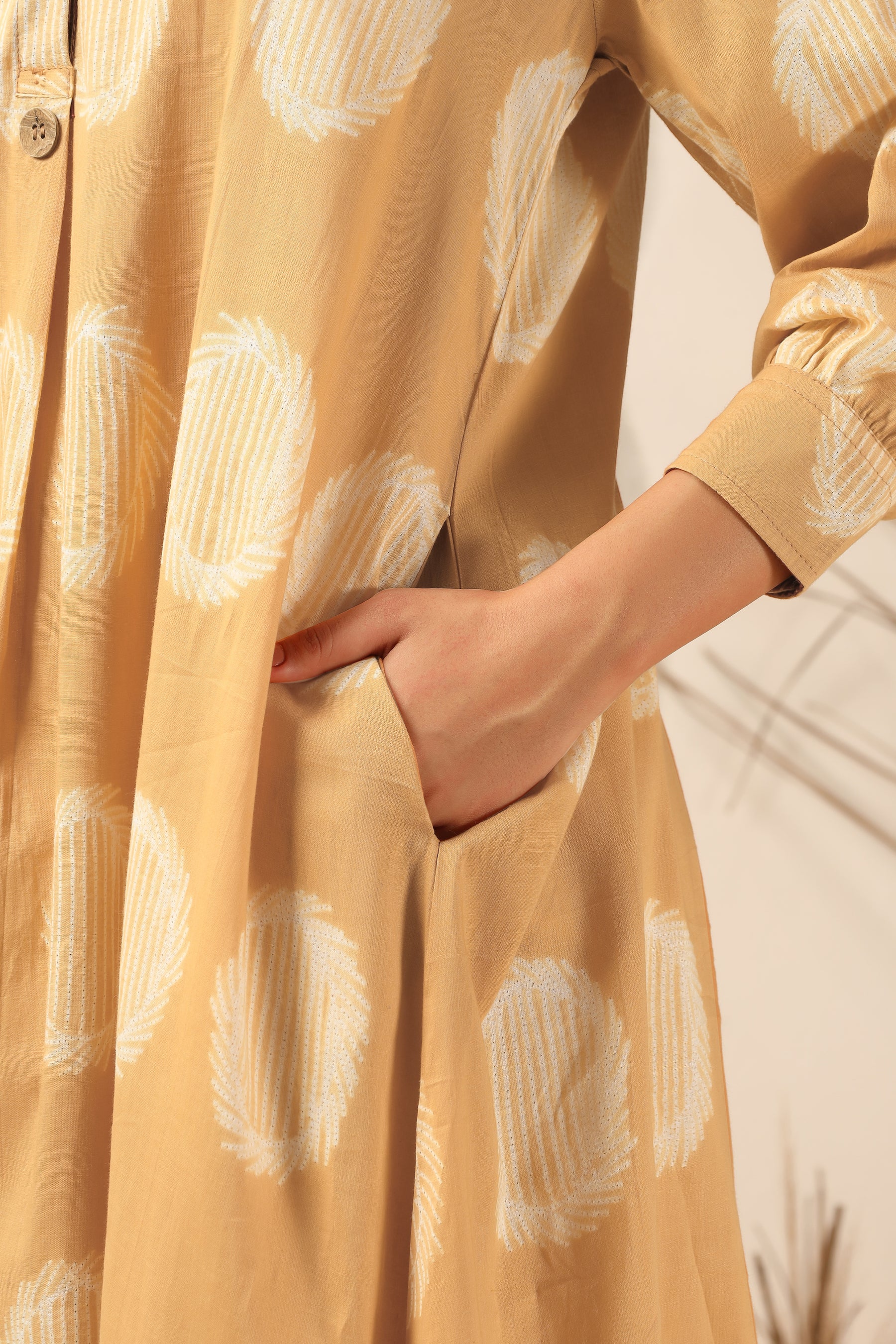 Aamras yellow shibori tie-dye cotton dress, handcrafted summer wear - World of Toji