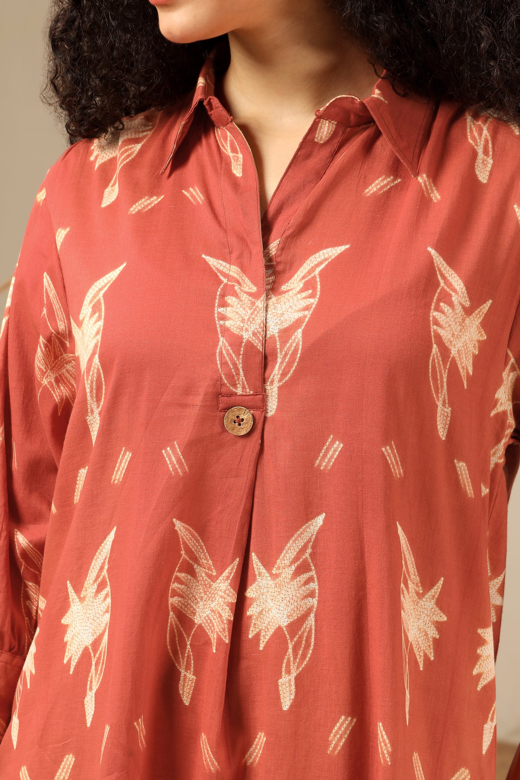Kokum red shibori tie-dye cotton dress, handcrafted summer wear - World of Toji
