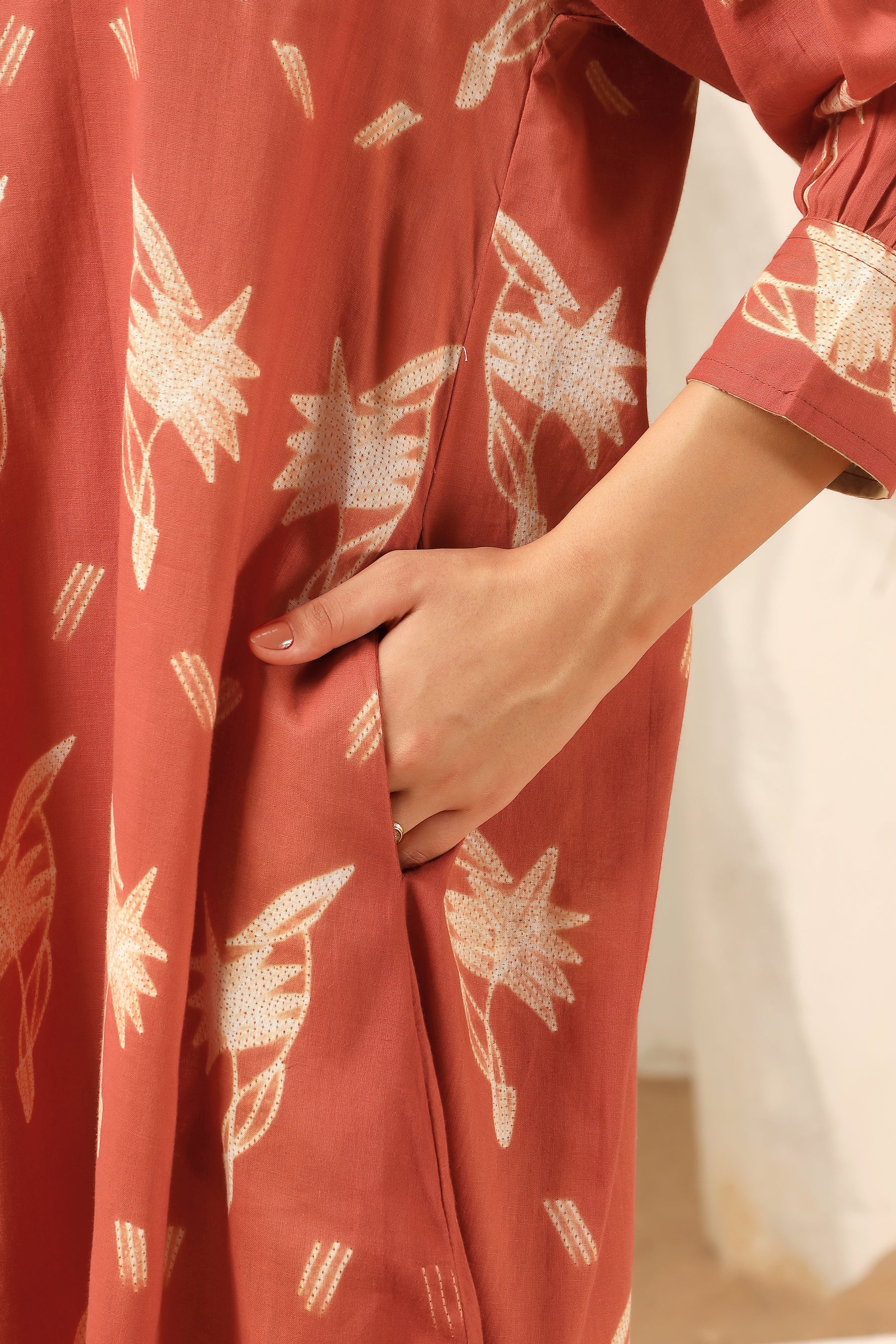 Kokum red shibori tie-dye cotton dress, handcrafted summer wear - World of Toji