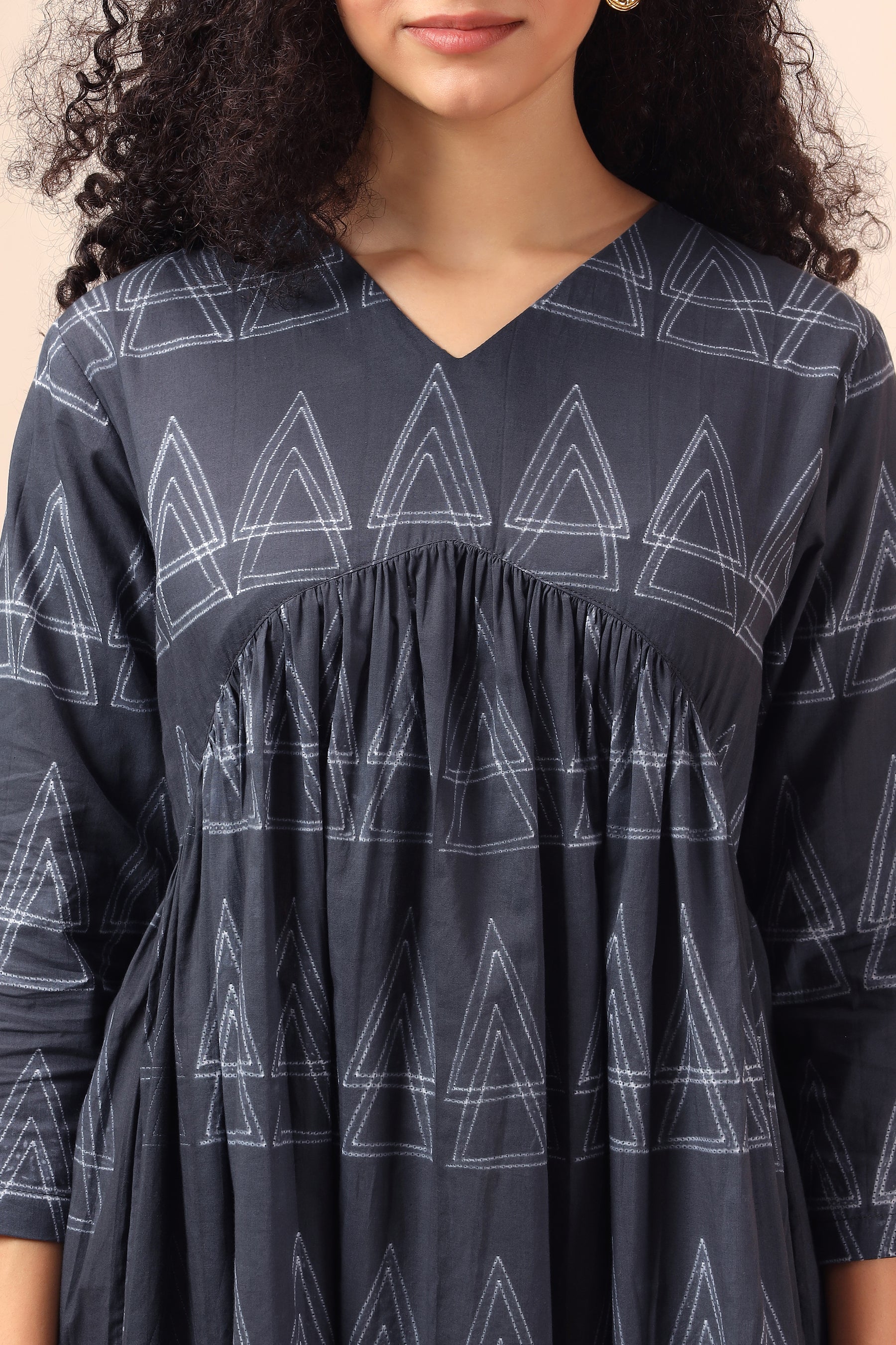 Cotton Kali Dress Kala Khatta black shibori tie-dye cotton kali dress with flared panels - World of Toji