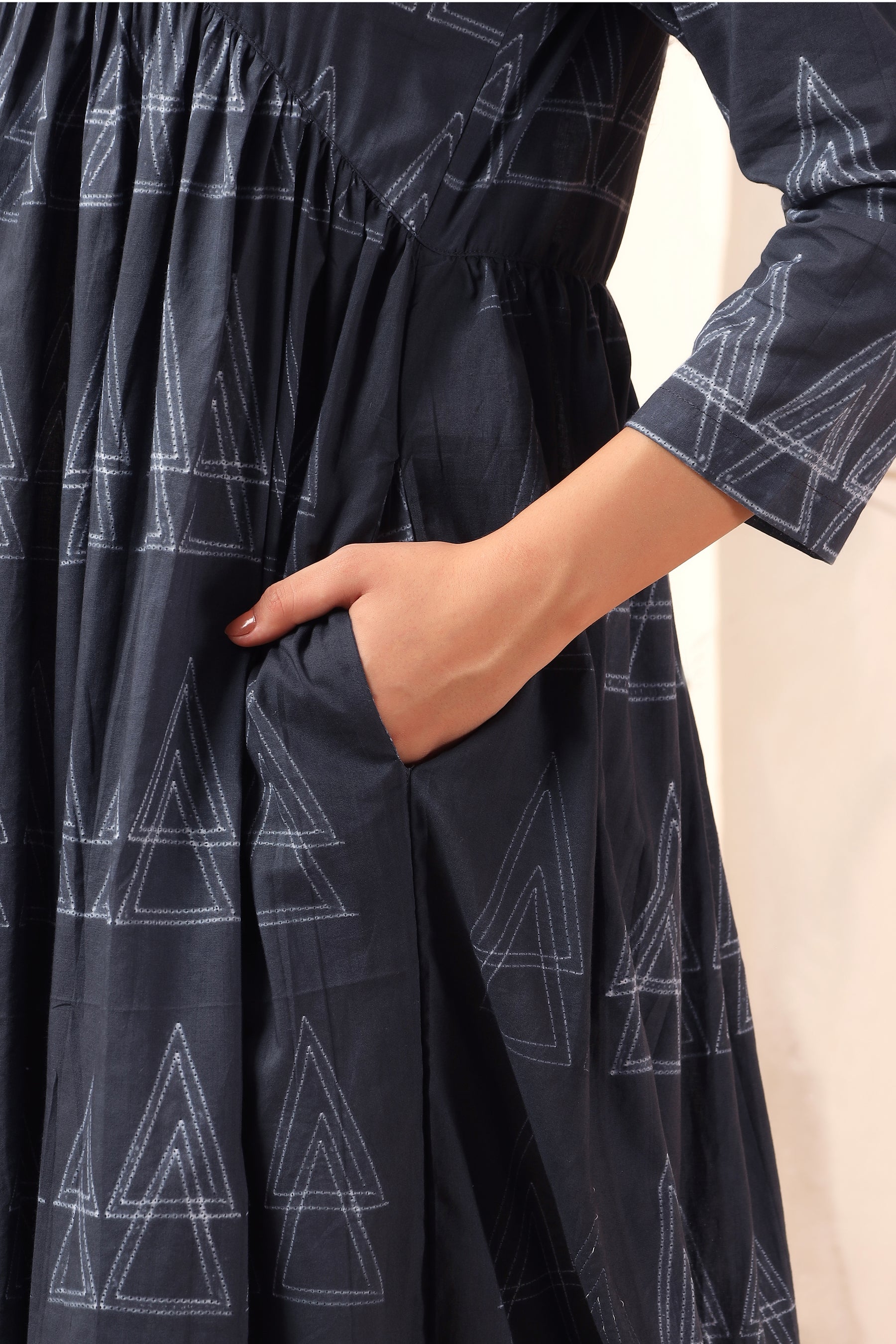 Cotton Kali Dress Kala Khatta black shibori tie-dye cotton kali dress with flared panels - World of Toji