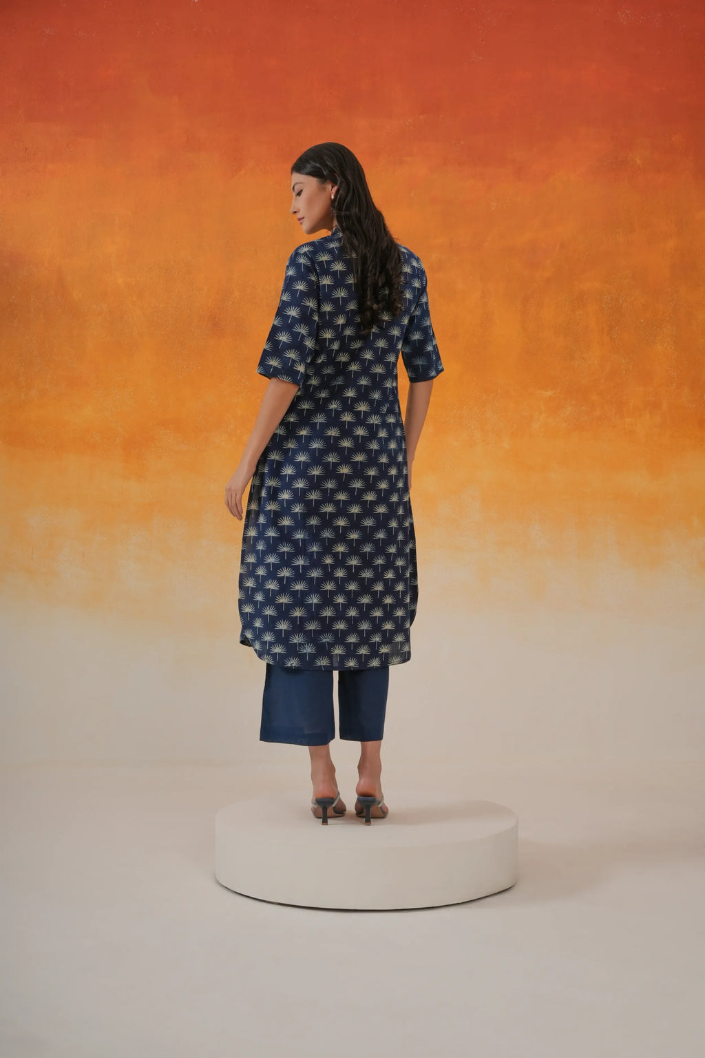 Maple A-line Ajrakh Cotton Kurta Set - Indigo