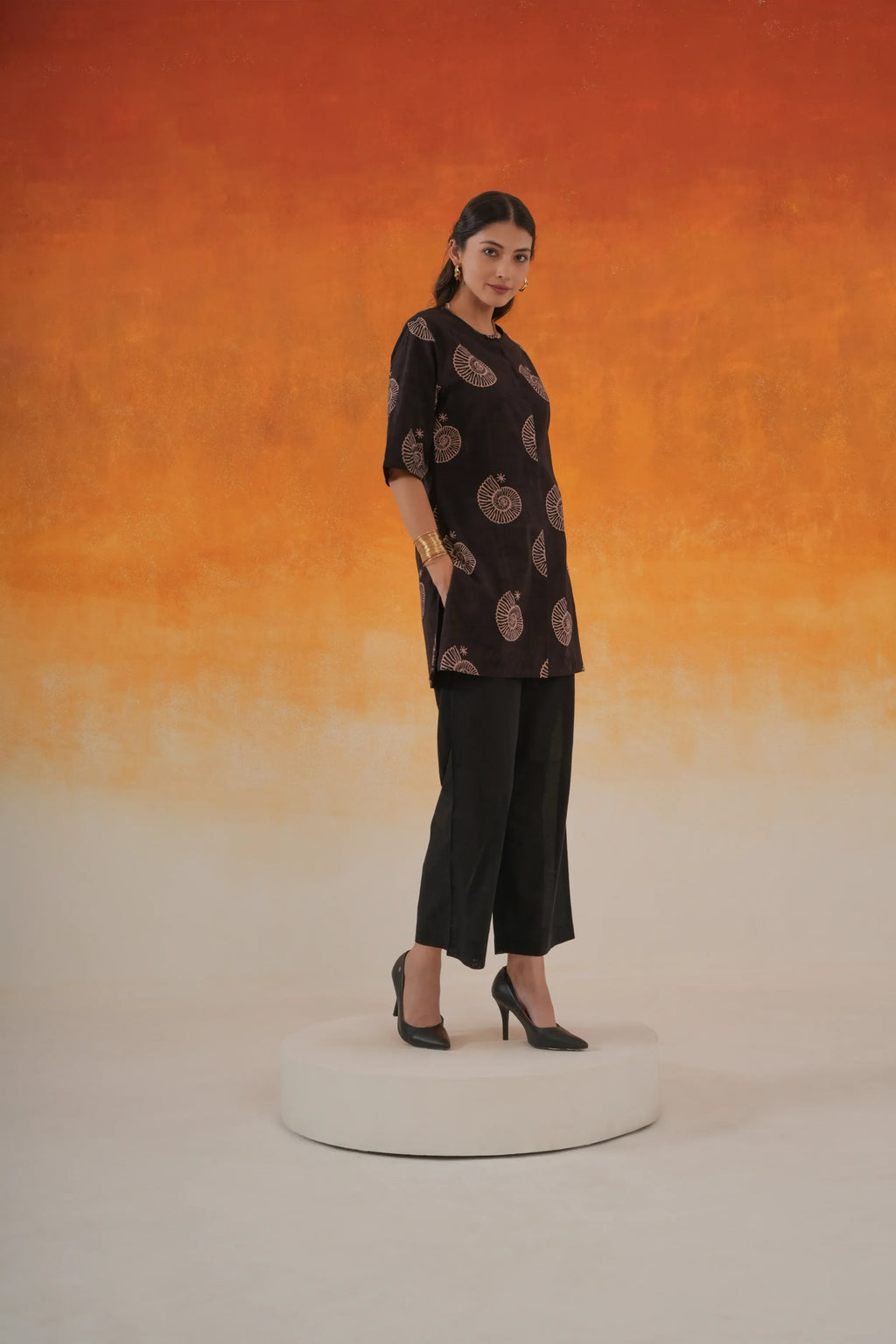 Conch black Ajrakh cotton co-ord set