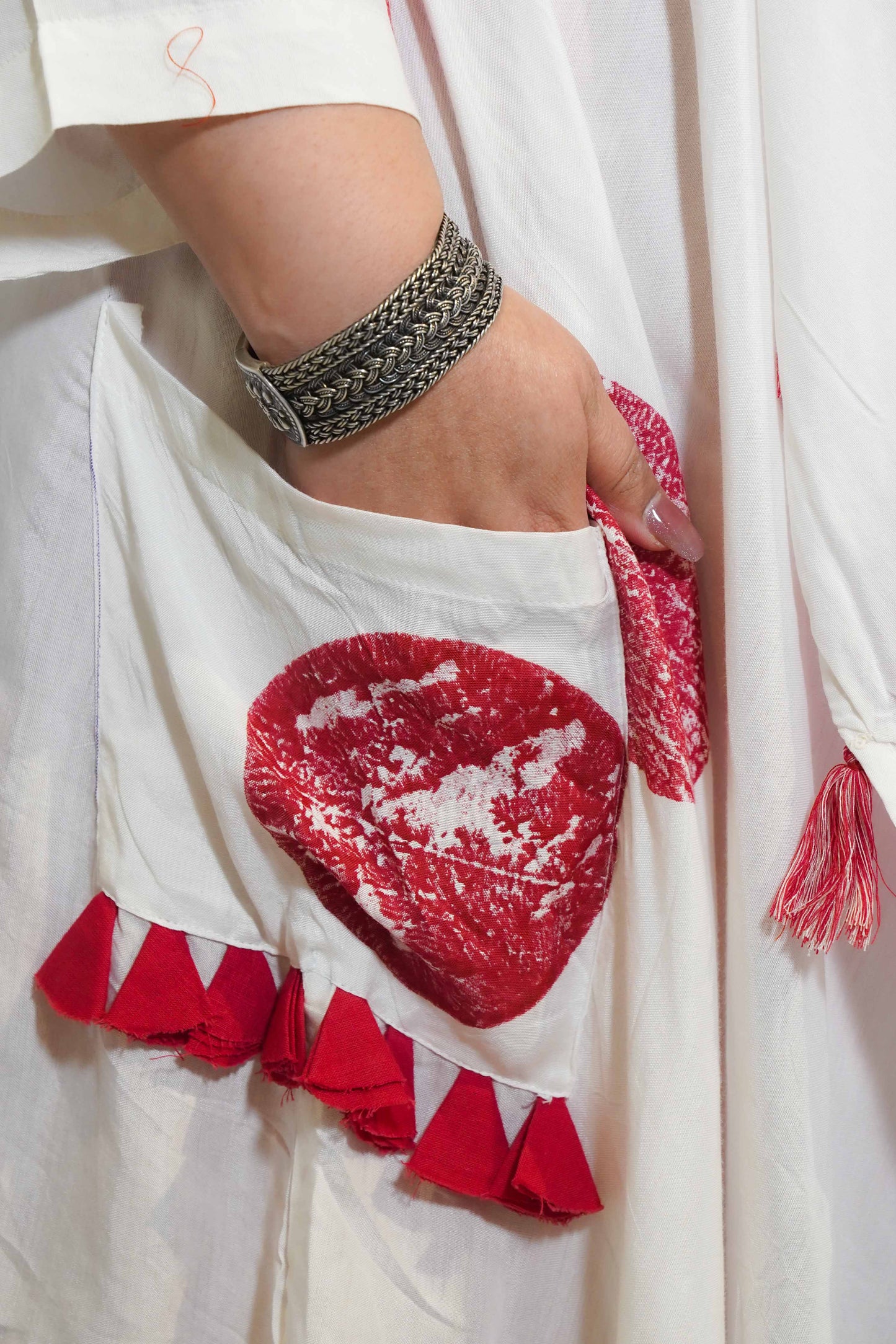 Mahogany Bloom Hand Painted Cotton Cape Dress
