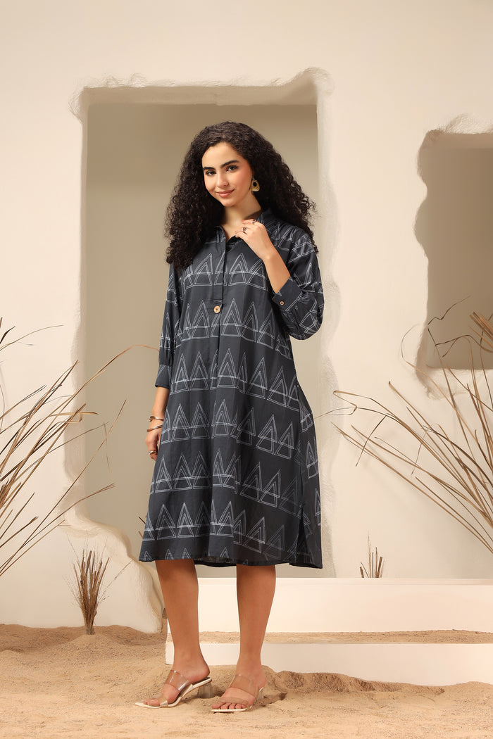 Kala Khatta Black Shibori Cotton Dress