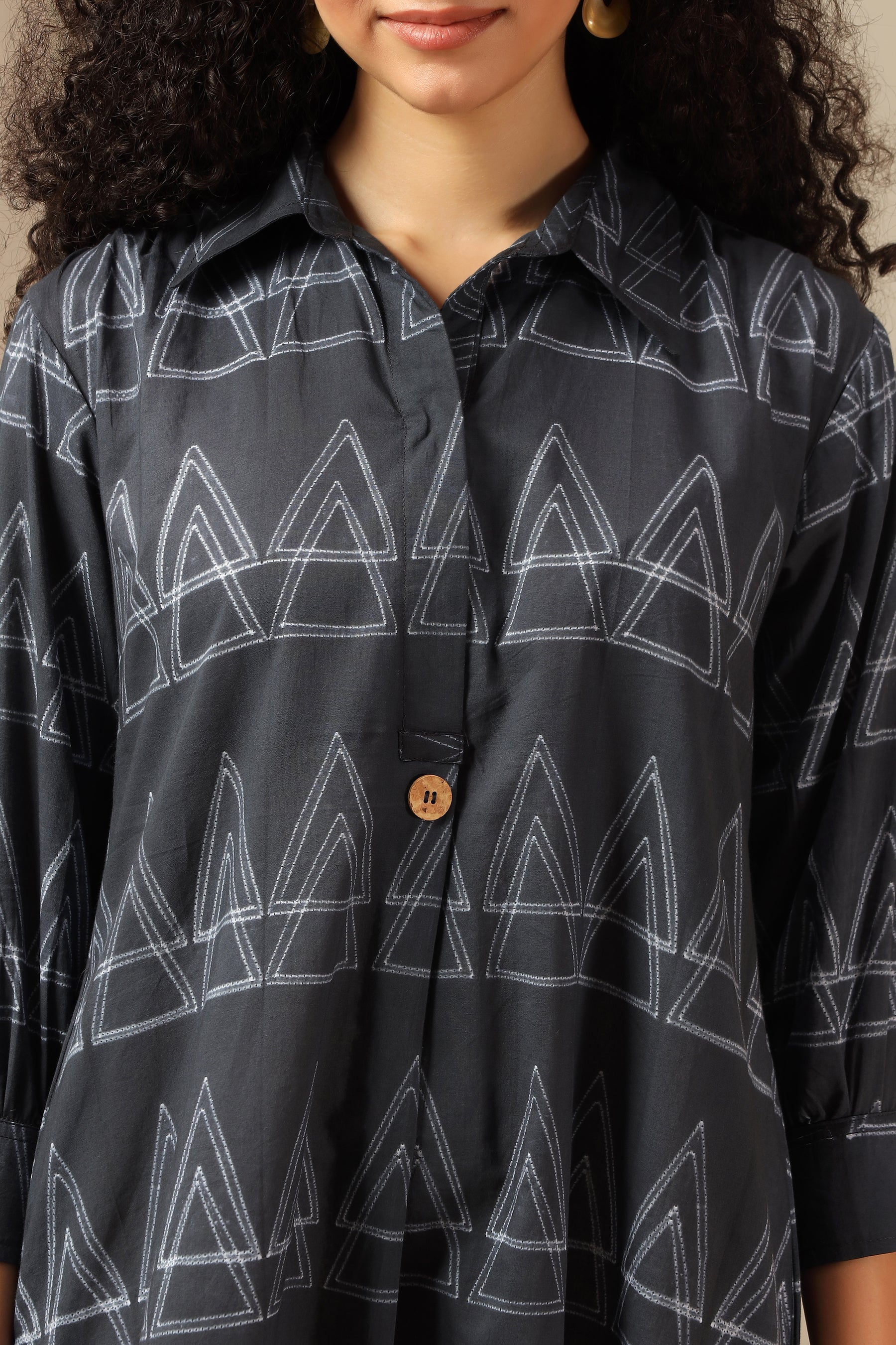Kala Khatta black shibori tie-dye cotton dress, handcrafted summer wear - World of Toji