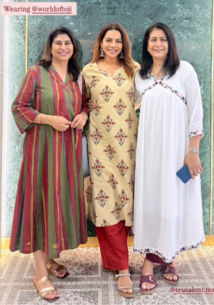 Buta Straight Ajrakh Cotton Kurta - Ivory