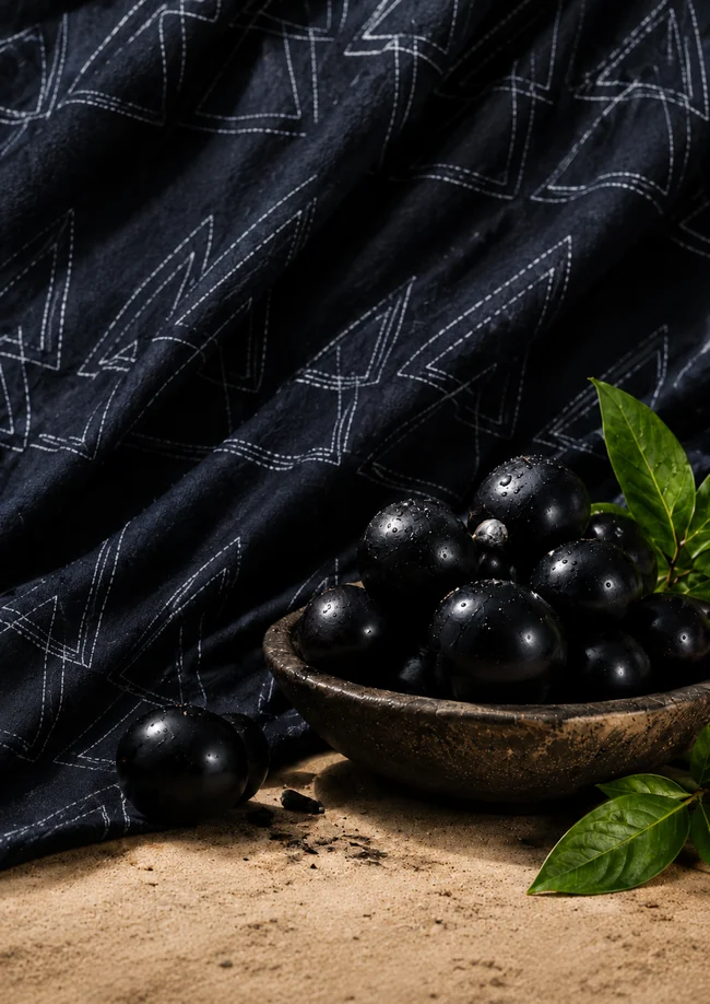 Kala Khatta Black fabric and dark berries
